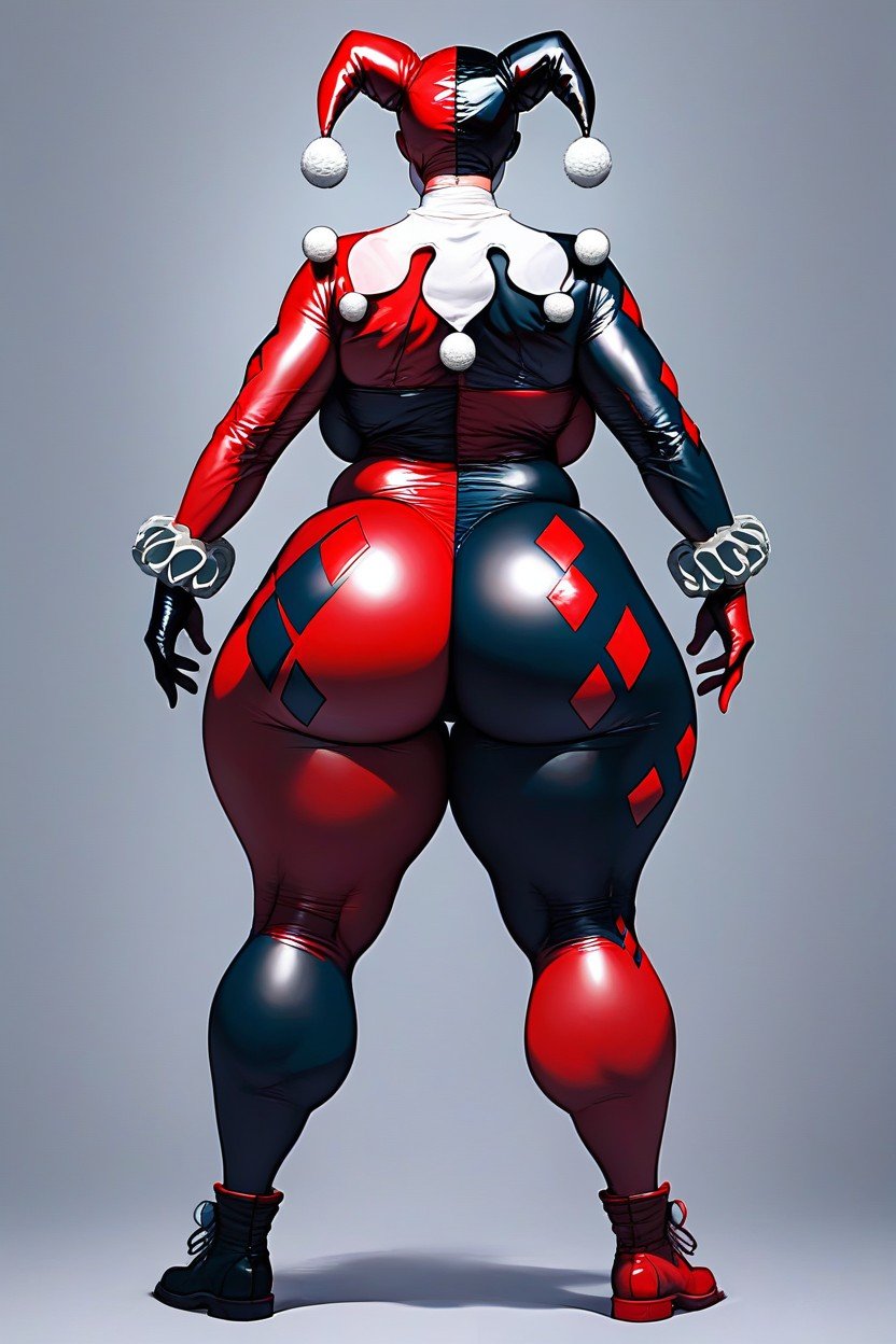 Rear View, Small Breast, Full Body Harley Quinn Suit AI Porn