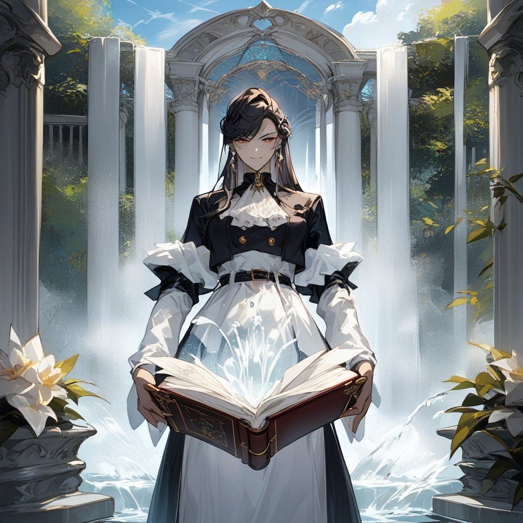 Holy Book Floating Open Book In Front Of Viewer At A Fountain Radiating Light First Person Point Of View AI Porn