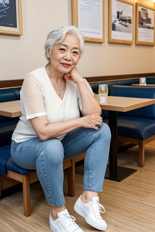 White Hair, Cuerpo Completo, AsiáticaPorno AI