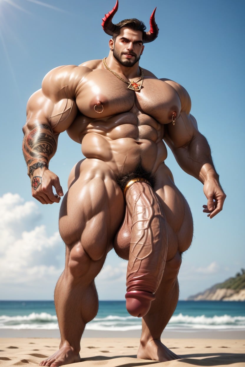 Tall Giant Man, Extremely Hairy, Thick Thighs AI Gay Porn