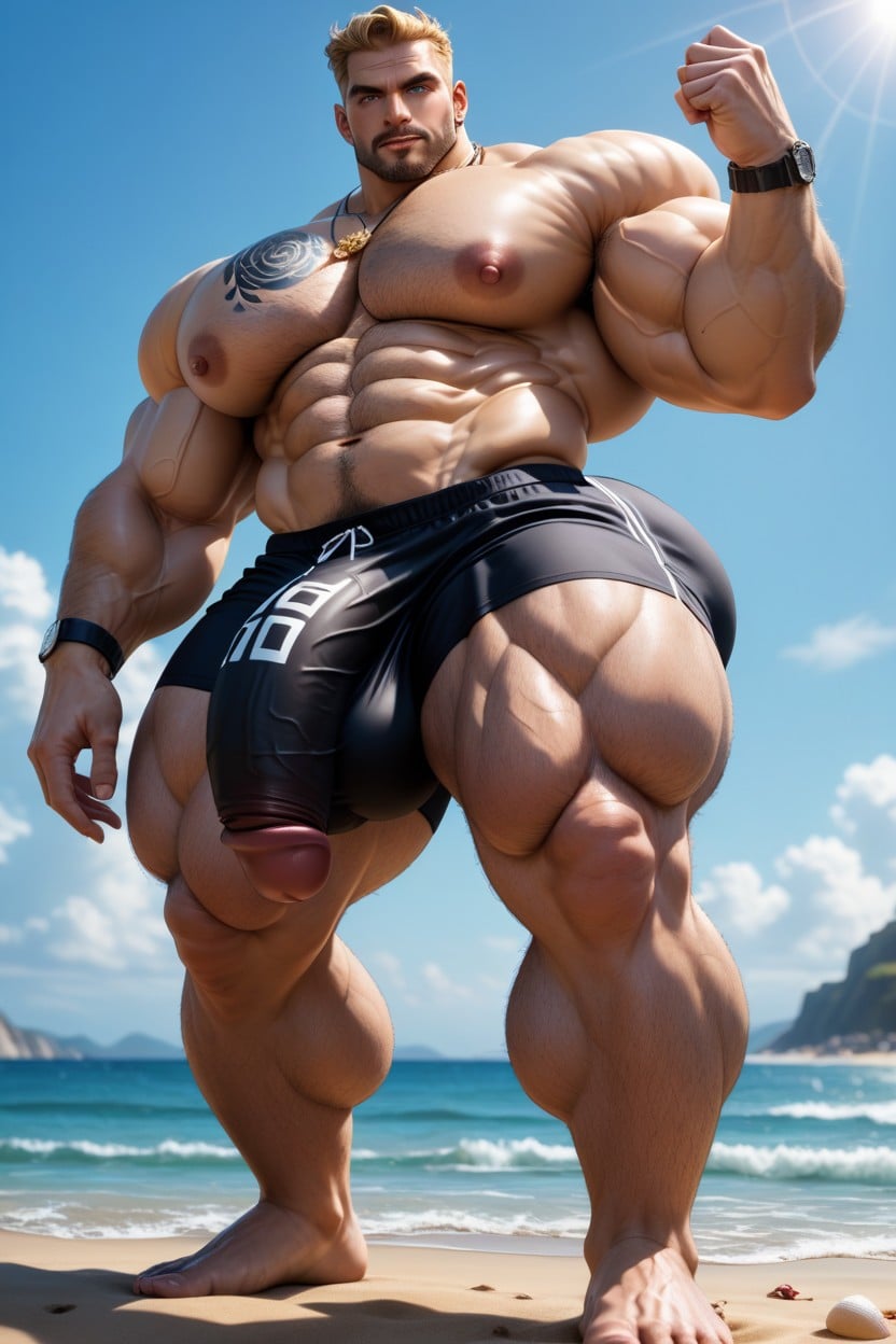 Gigantic, Extreme Muscle, Beach AI Gay Porn