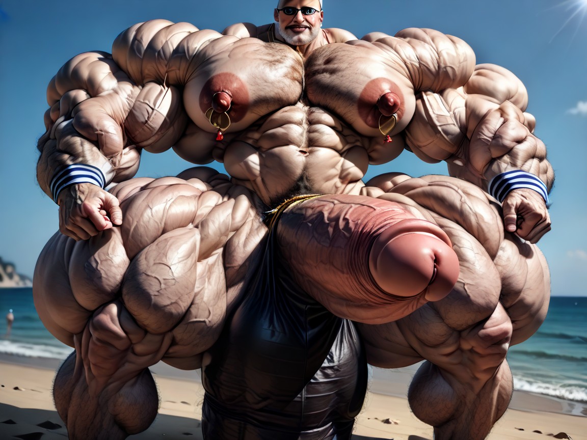 Tattoo, Huge Fake Pectorals, Curly AI Gay Porn