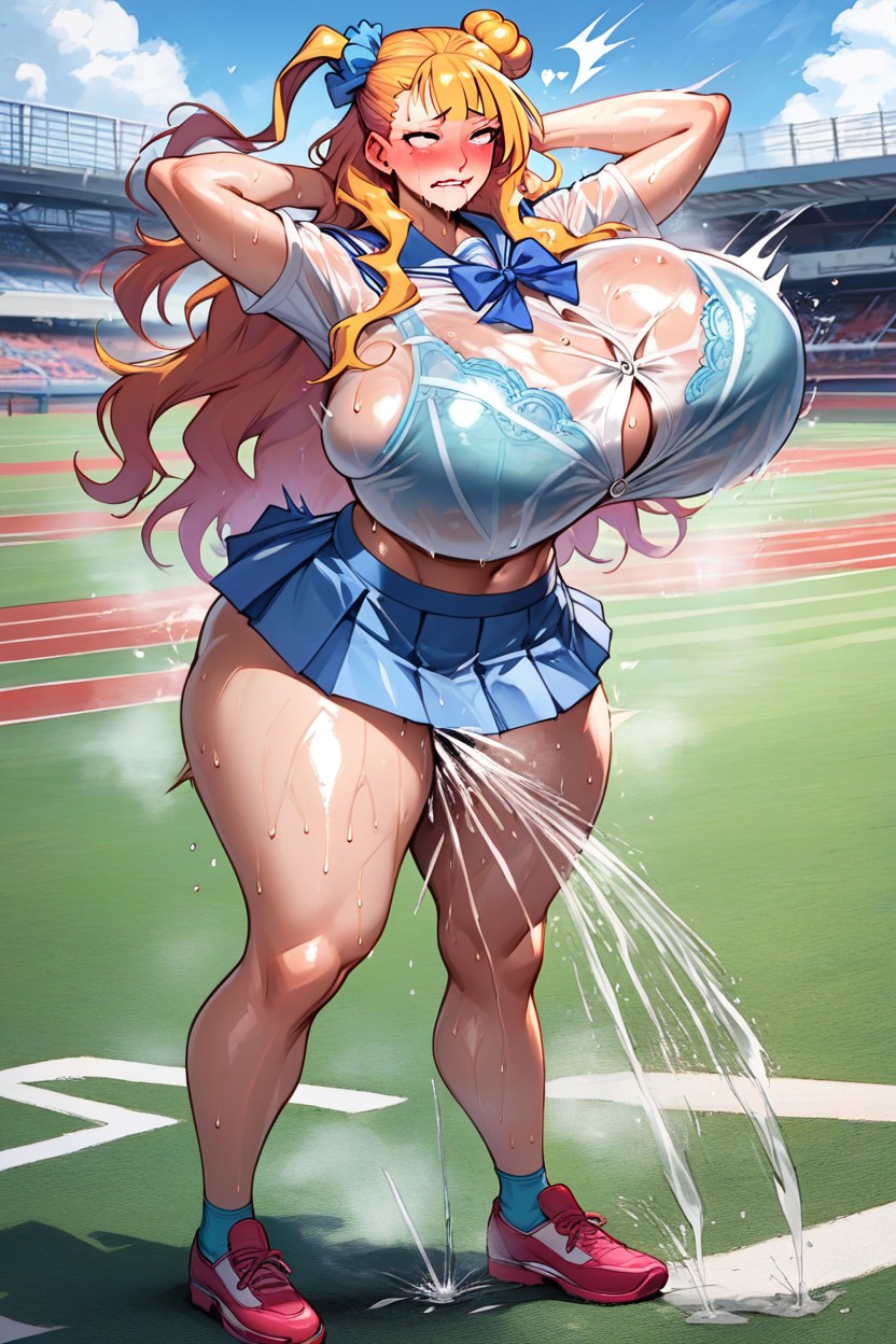 Track Field, Clothed, Massive Breasts AI Porn