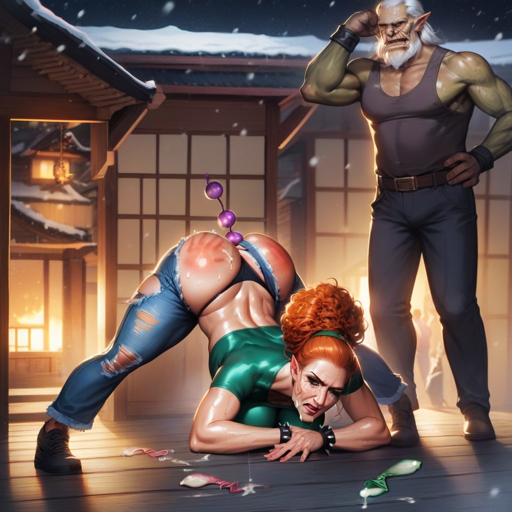 Afro, Asian Village, Spanked, Hand Print AI Porn