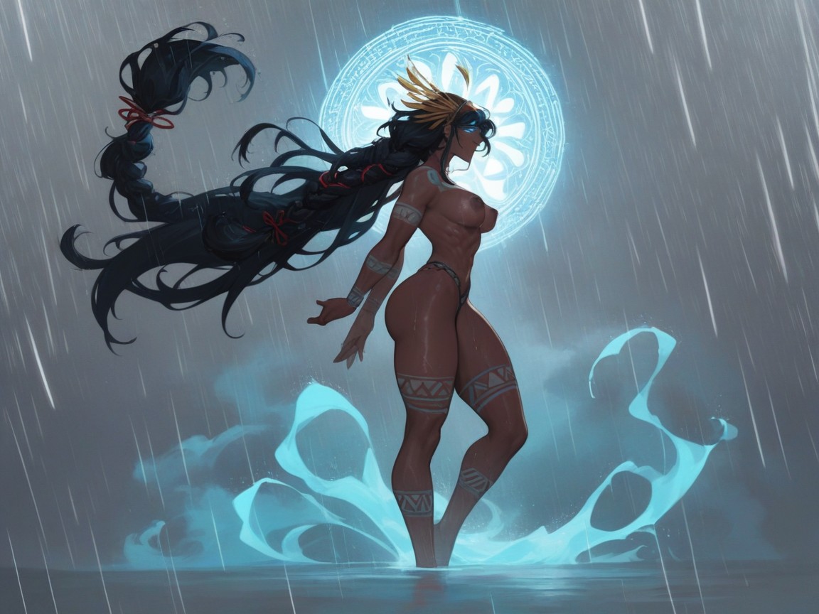 Arms Behind Back, Windy Hair, Curved Breasts Hentai AI Porn