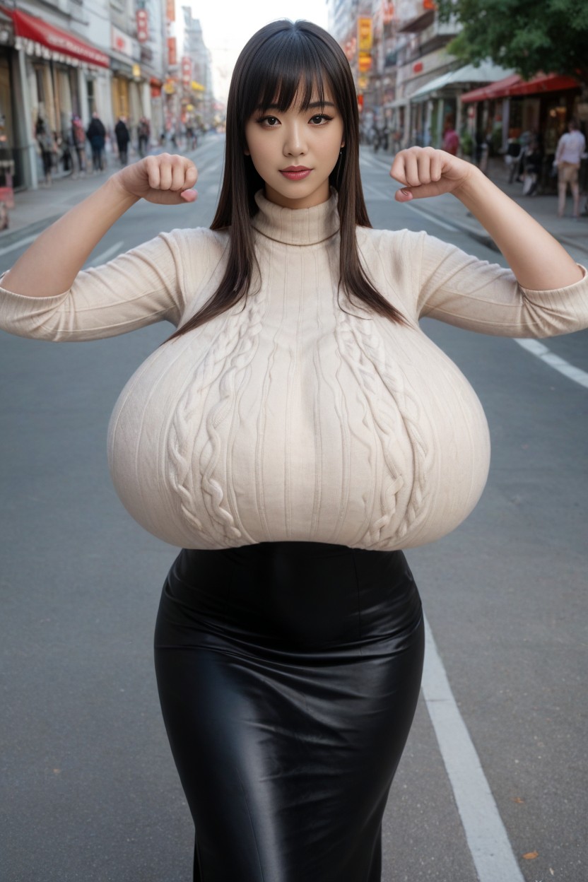 Fully Clothed, Black High Heels, Asian AI Porn
