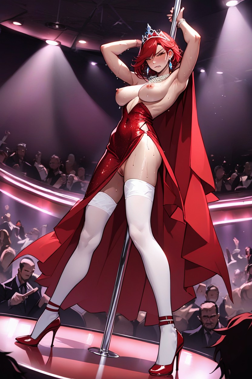 Earrings, View From Below, Red Heels AI Porn