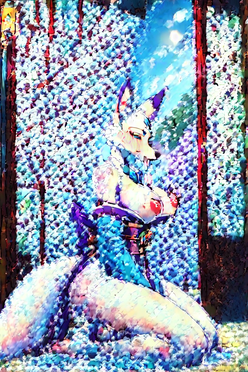 White Fox, Horny, Kimono Furry AI Porn
