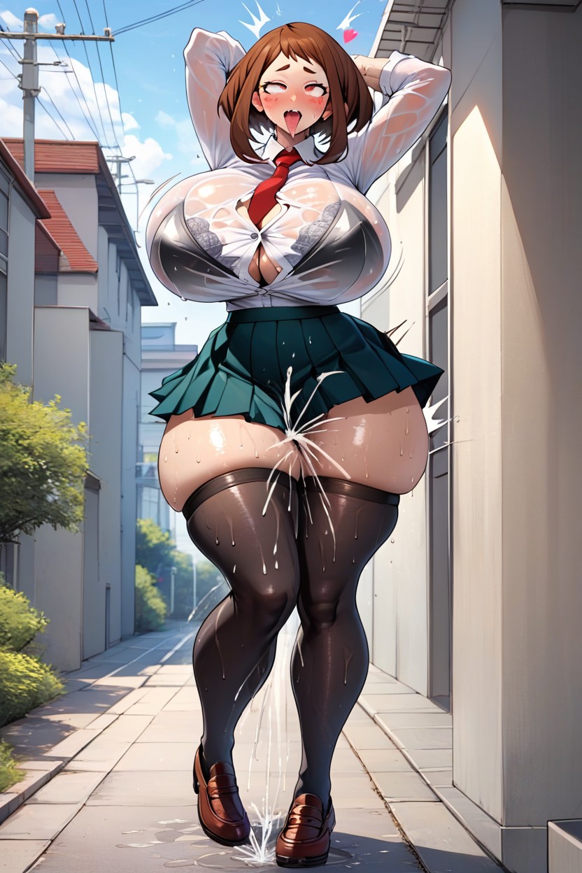 Standing, Drooling, Ochako Uraraka AI Porn