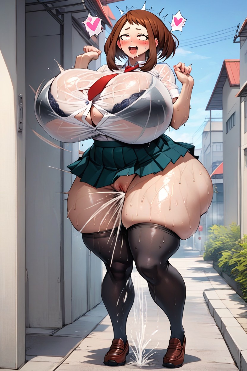 Micro Skirt, Massive Breasts, Ua High Uniform AI Porn