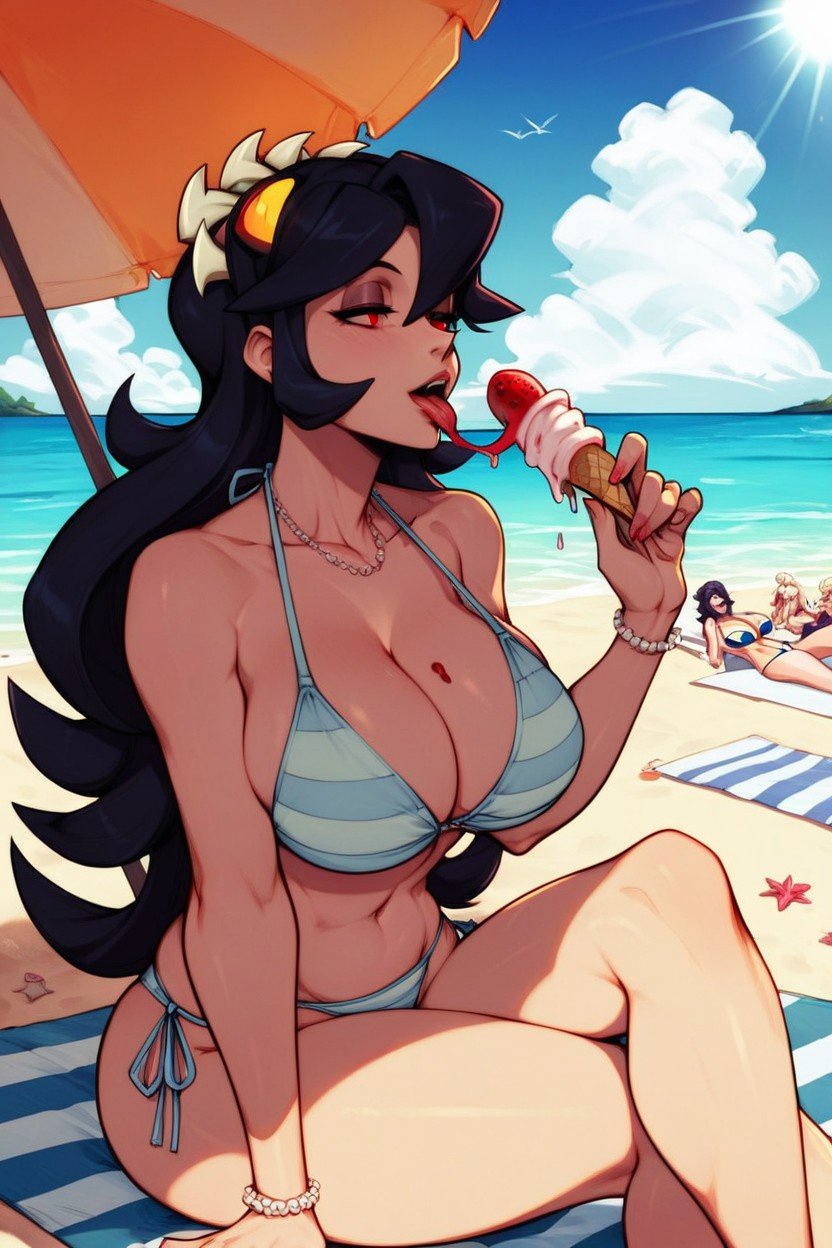 Filia_skullgirls Video Game Character, Sensual Look, Nsfw ИИ гей порно