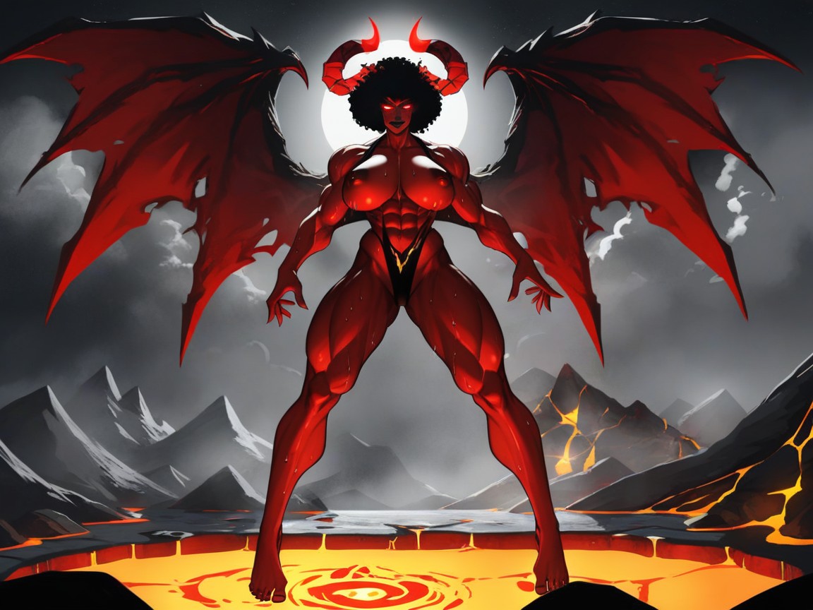 Nipples, Young Woman Standing In Lava, Mythology Porno IA