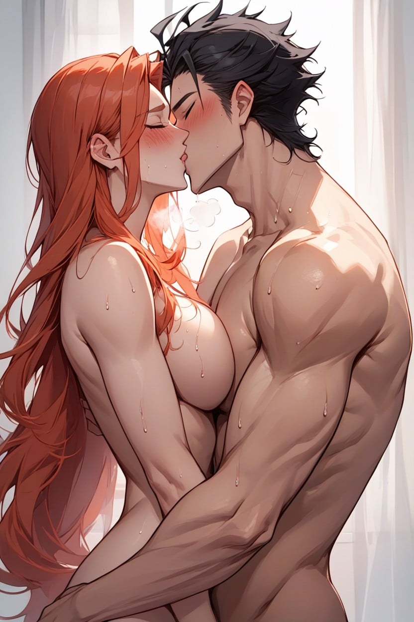 Ginger And Red Hair, Embrace, Panting Hentai AI Porn