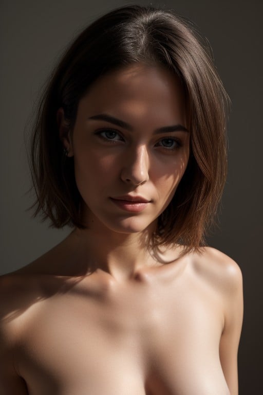 Small Breast, Very Short Hair, Brunette AI Porn