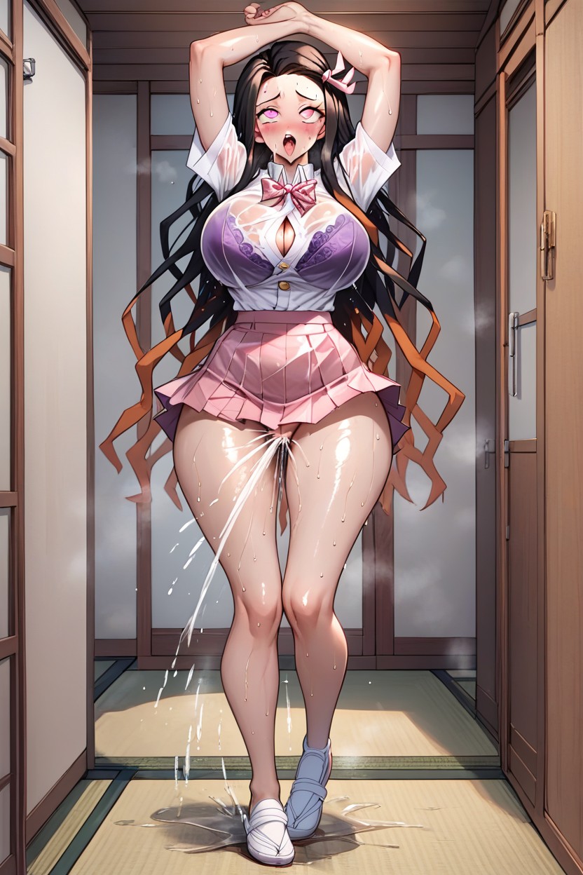 Interior, Wide Hips, Purple Bra Porno IA