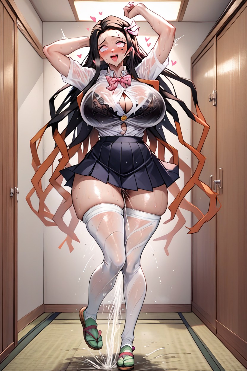 School Uniform, Blushing, Long Legs Porno IA