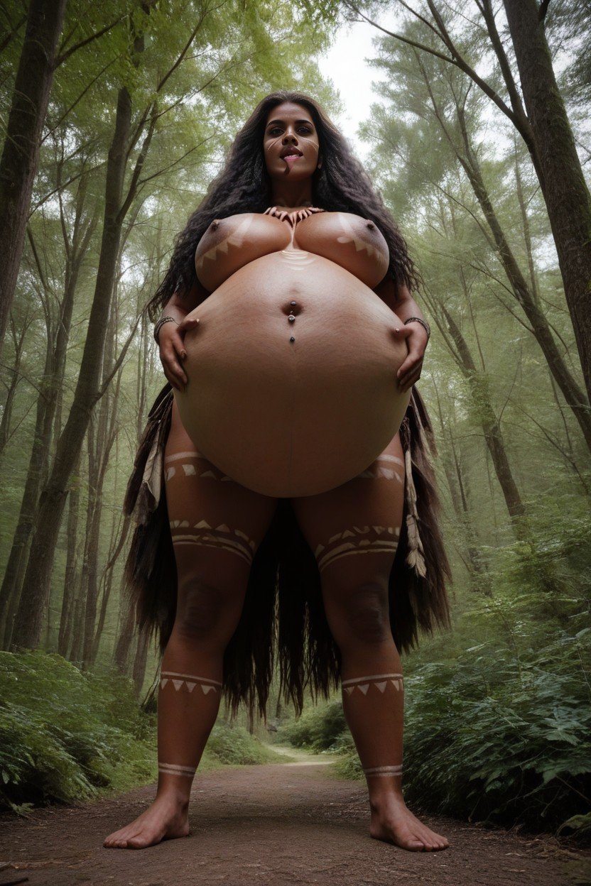 Bronze Skin, Huge Round Vore Belly, Extremely Massive Bloated PotbellyPorno IA