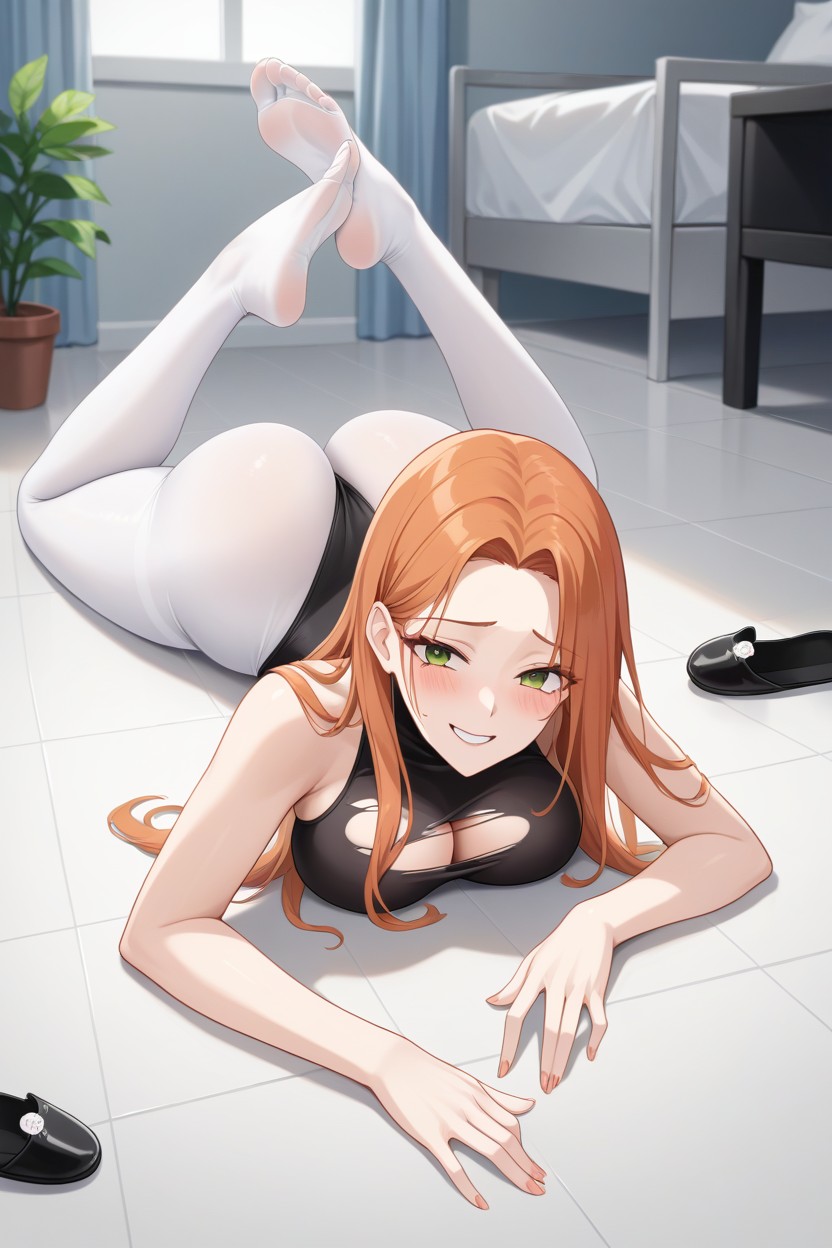 Curvy, Leotard Slippers Getting Tight, After Transformation Tall ヘンタイAIエロ