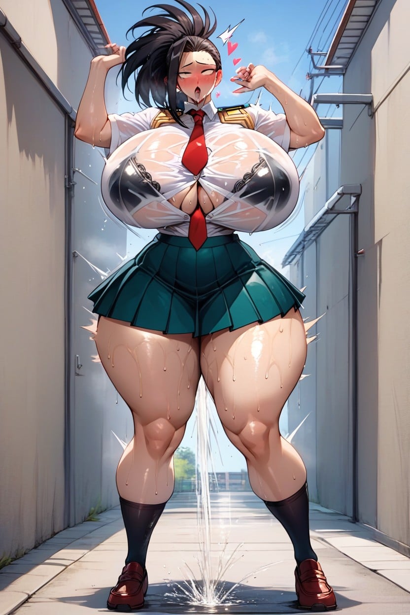 Heart Bubble, Japanese School, Buttons On Shirt Stretching AI Porn