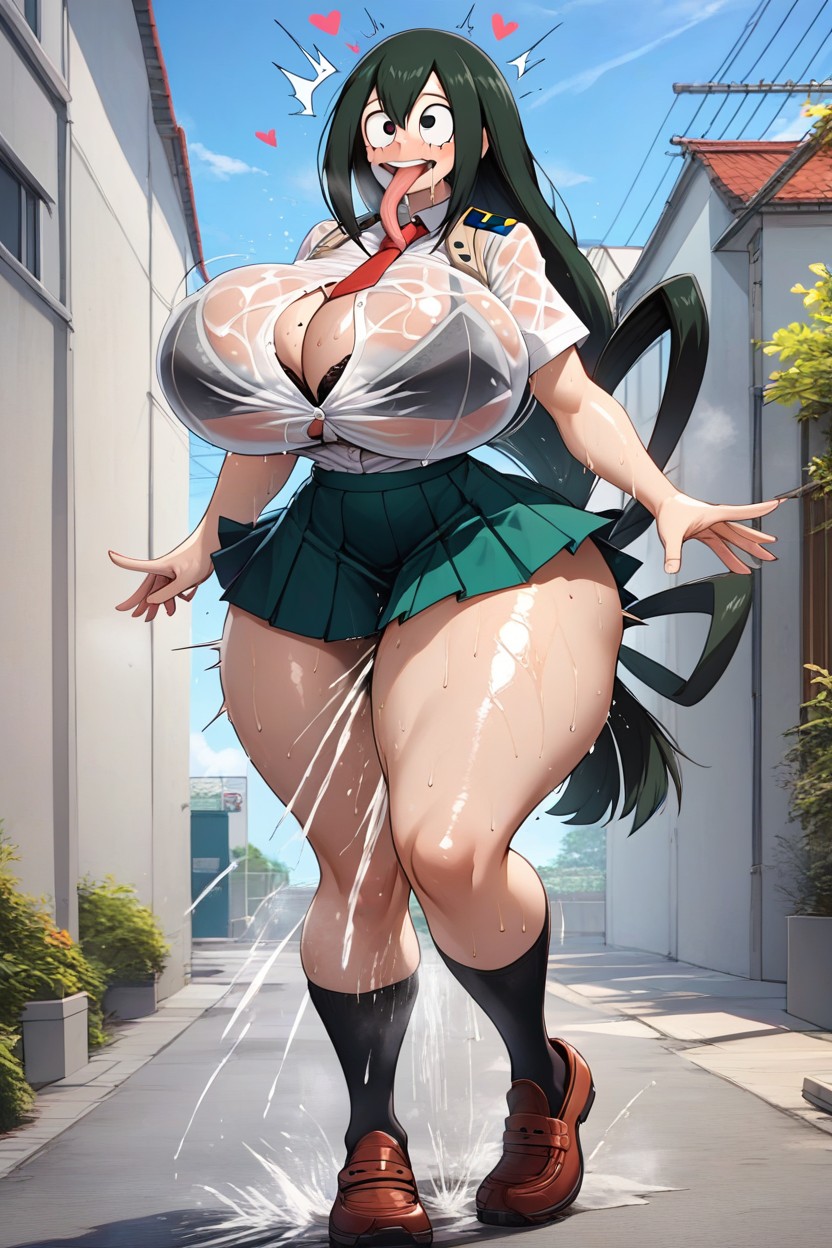 Micro Skirt, Bra, Extremadamente Pesado En La Parte Inferior Porno IA
