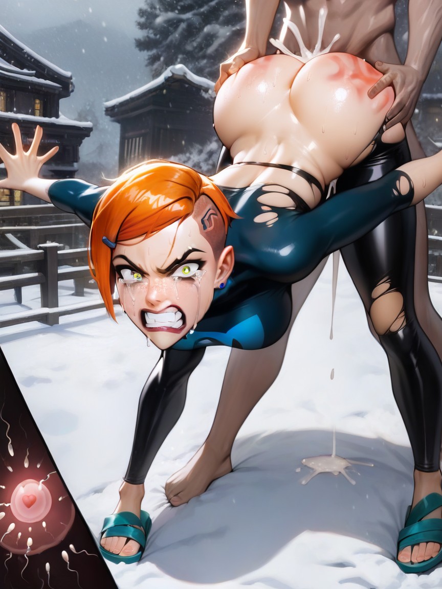 Ripped Clothes , Snowing, Grabbed Rough AI Porn