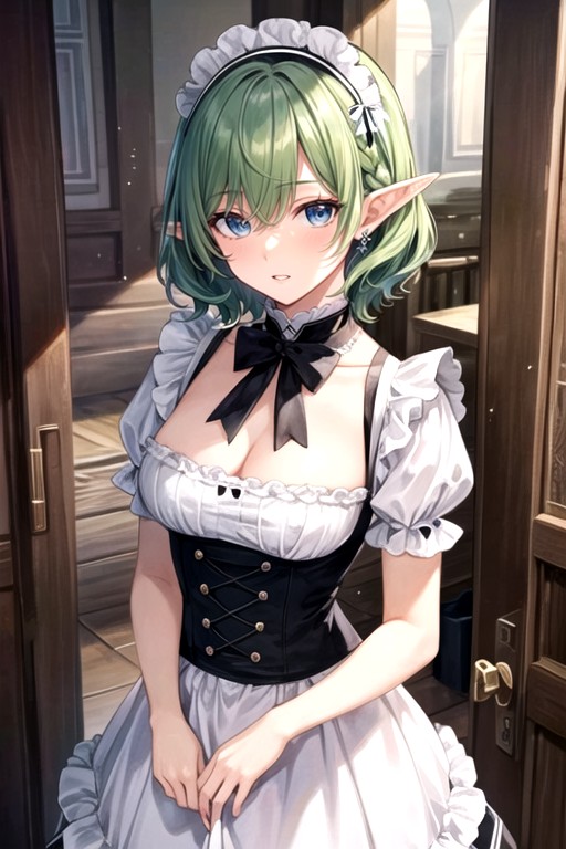 Blue Eyes, Permed Hair, Green Hair AI Porn