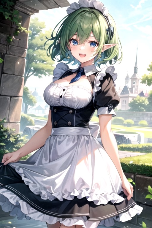 Blue Eyes, Permed Hair, French Maid AI Porn