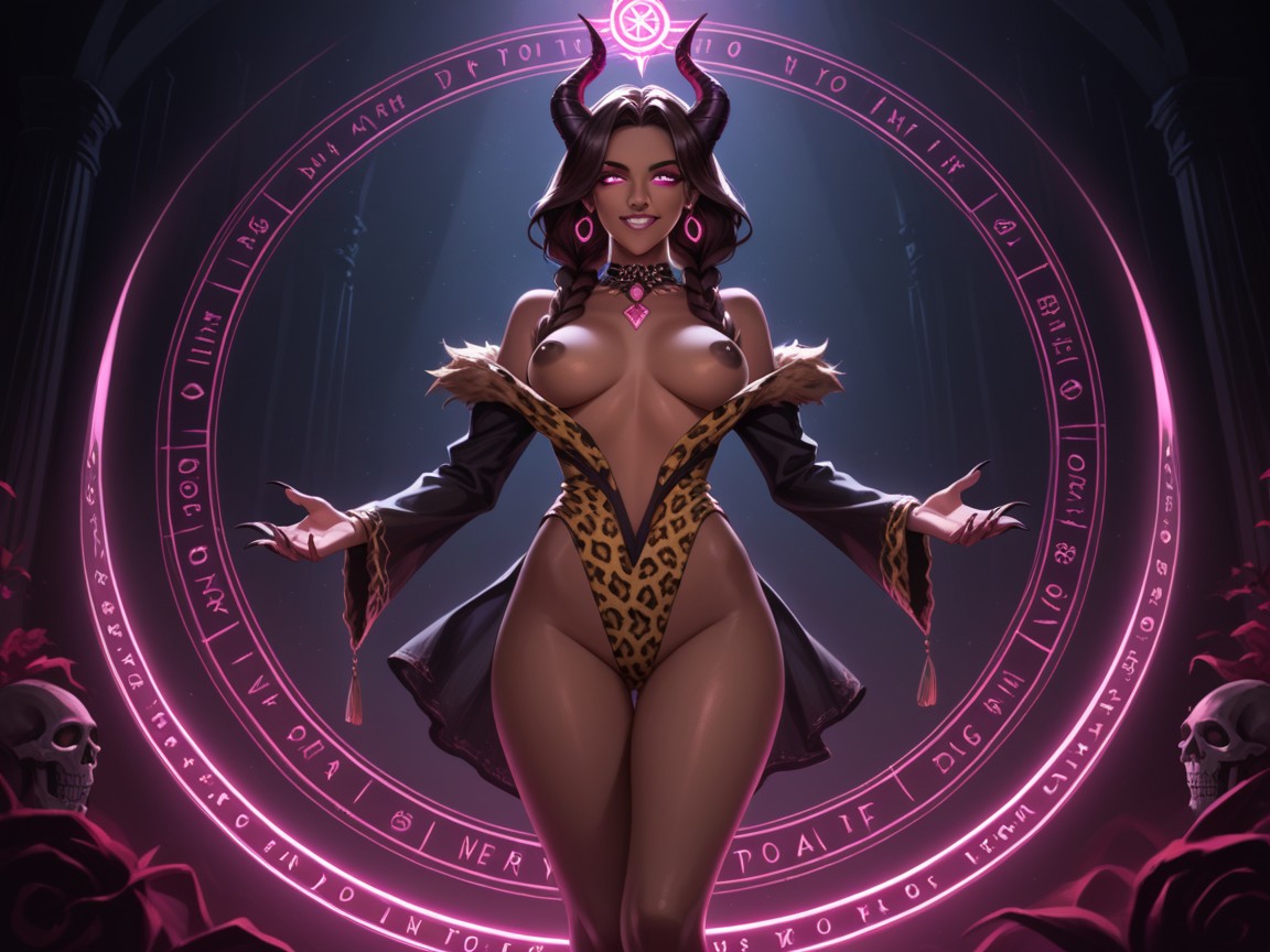 Dark Puffy Nipples, Demon, Glowing Eyes Hentai AI Porn