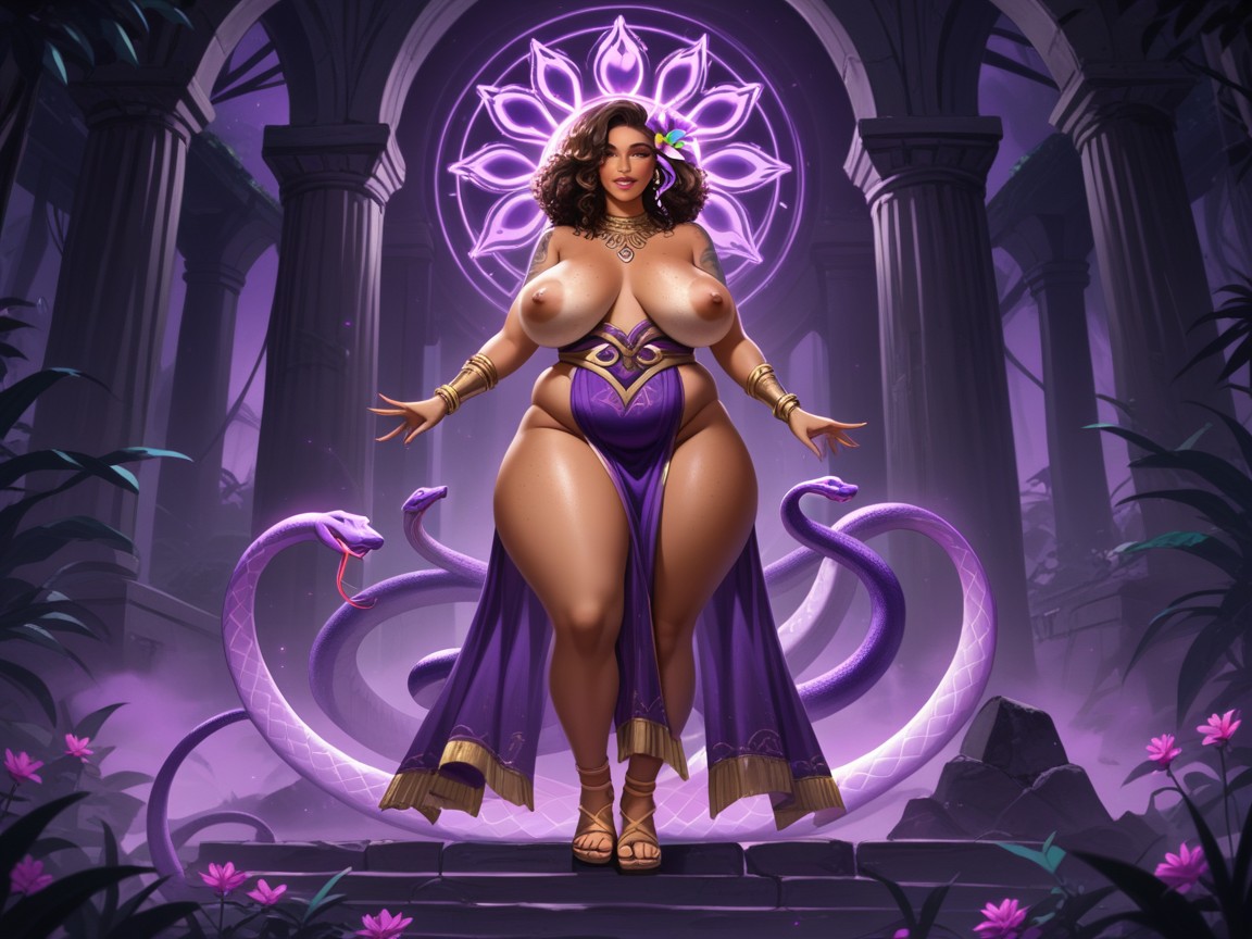Temple Ruins Background, Yellow Light Skin, Latina Hentai AI Porn