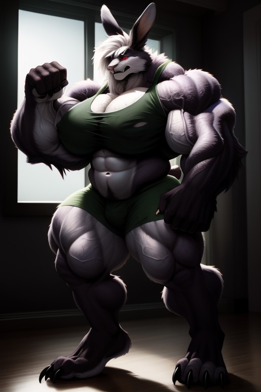 Breast Expansion, Arms Spread, Massive Monster Feet Furry AI Porn