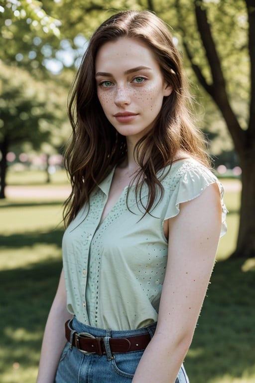 Full Lips, Freckles Body, Blushing Pornografia de IA