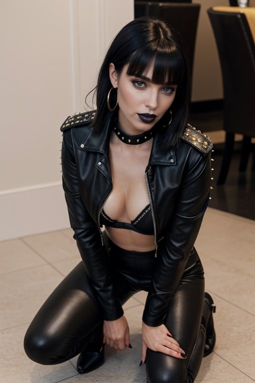 Large Hoop Earrings, Bangs, Hands Grasping Thighs AI Porn