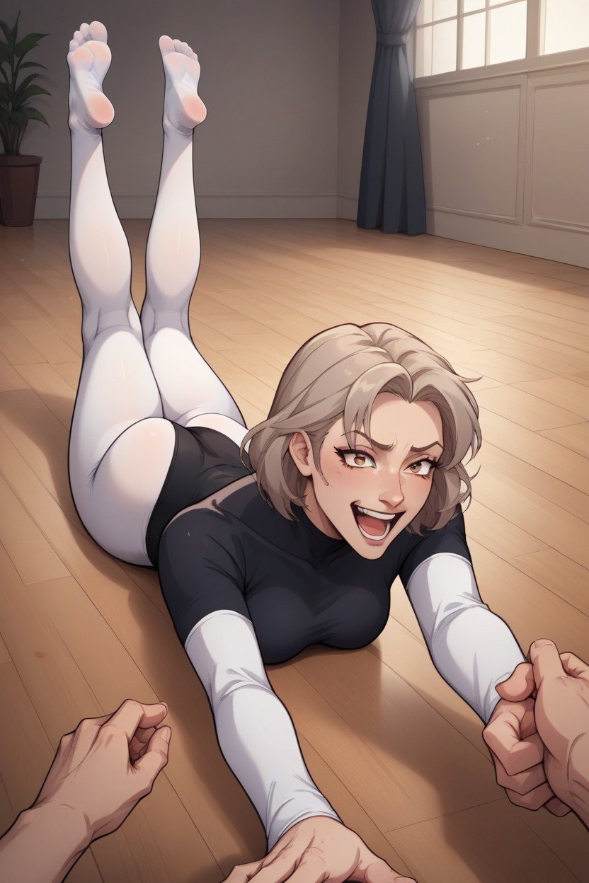 Show Male Ticklers Hands And Fingers Reaching Out To Tickle, Ballet  Slippers, Laying On Stomach AI
