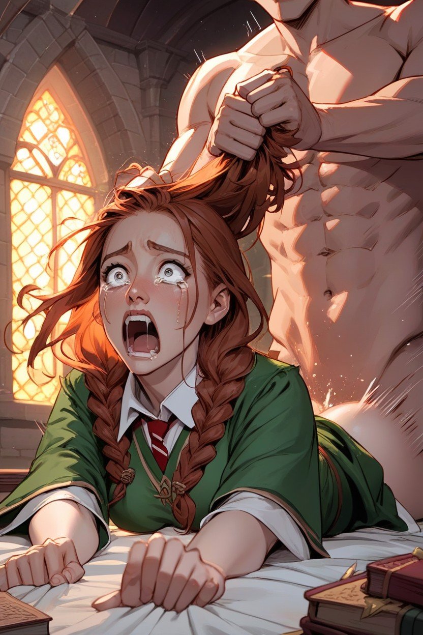 Hogwarts Uniform, Ginny Weasley, Hair Pull Hentai AI Porn