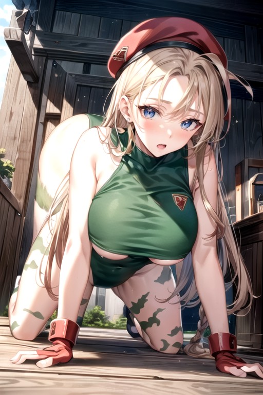 Pecho Inferior Visible, La Postura De Perrito (3era Persona), Cammy WhitePorno AI Hentai