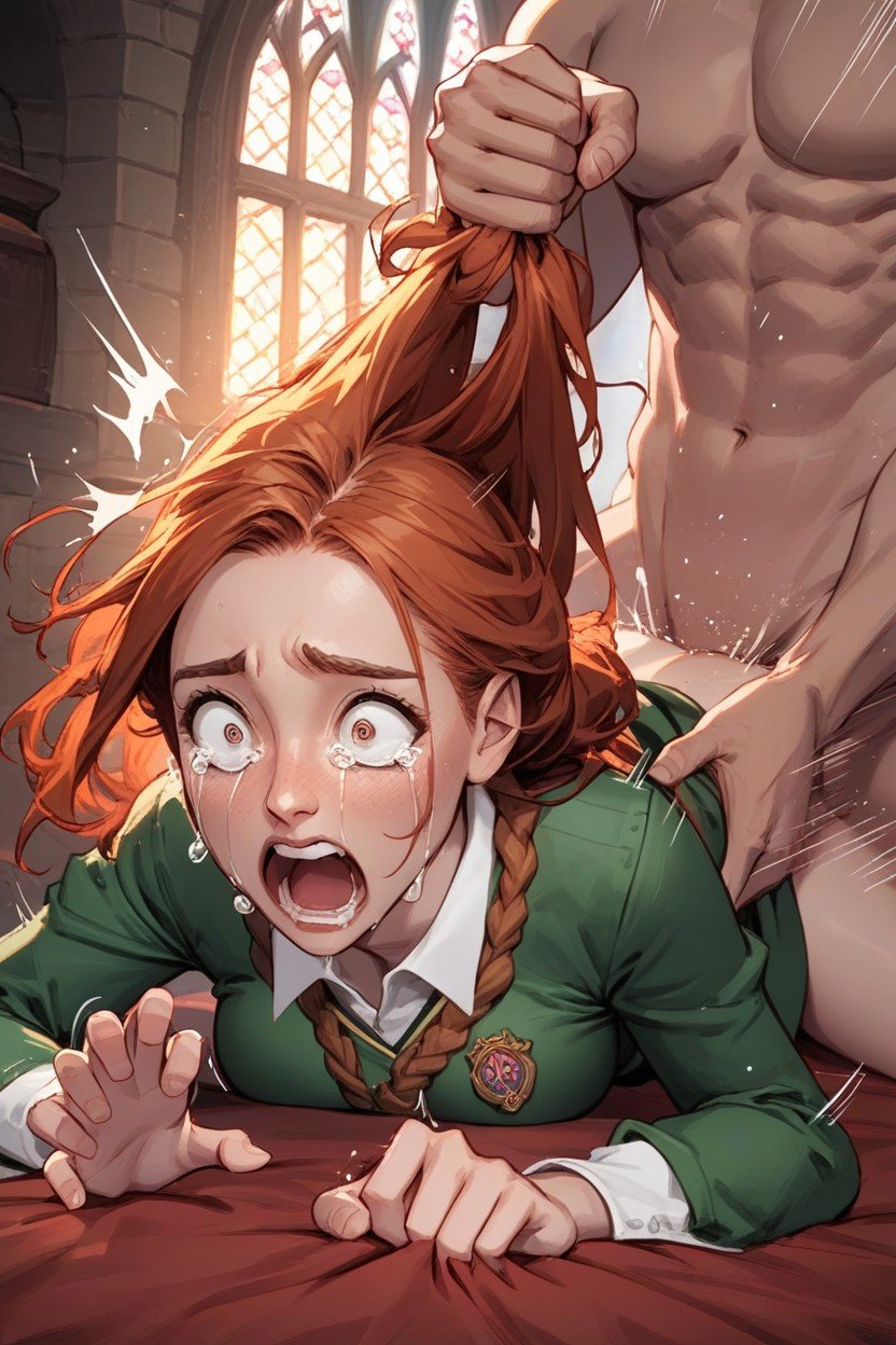 Wide Open Mouth, Wide Eyes, Ginny Weasley Hentai AI Porn