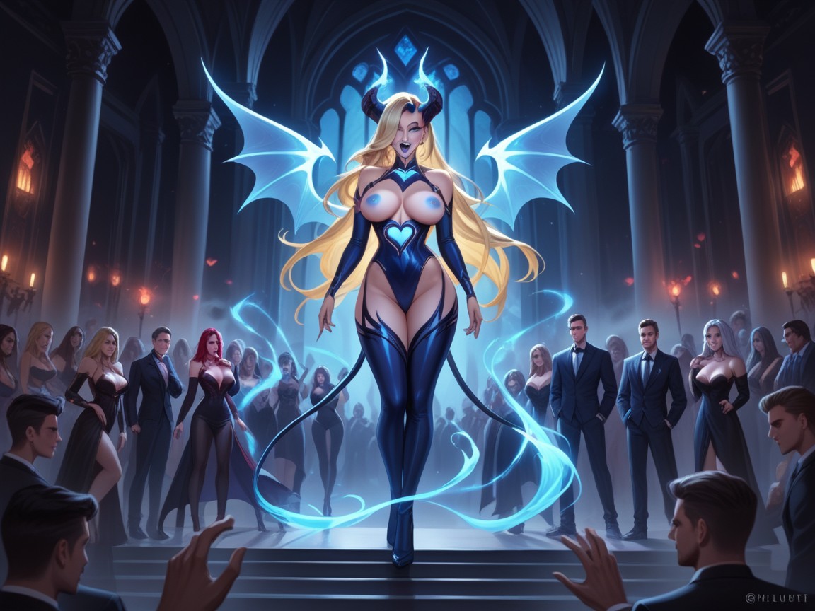Over Eye, Slender Figure, Neon Blue Energy Hentai AI Porn