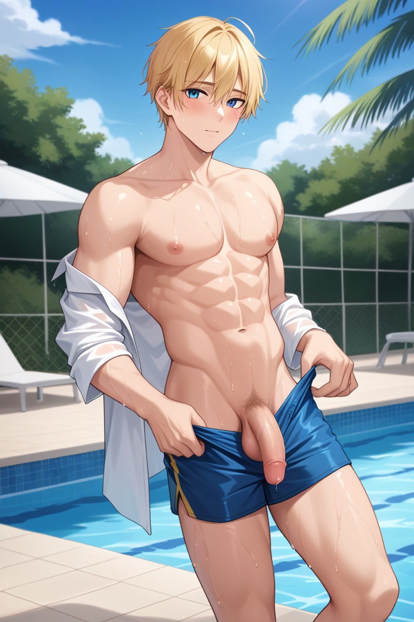 Blue Eyes, Shy, Public AI Gay Porn