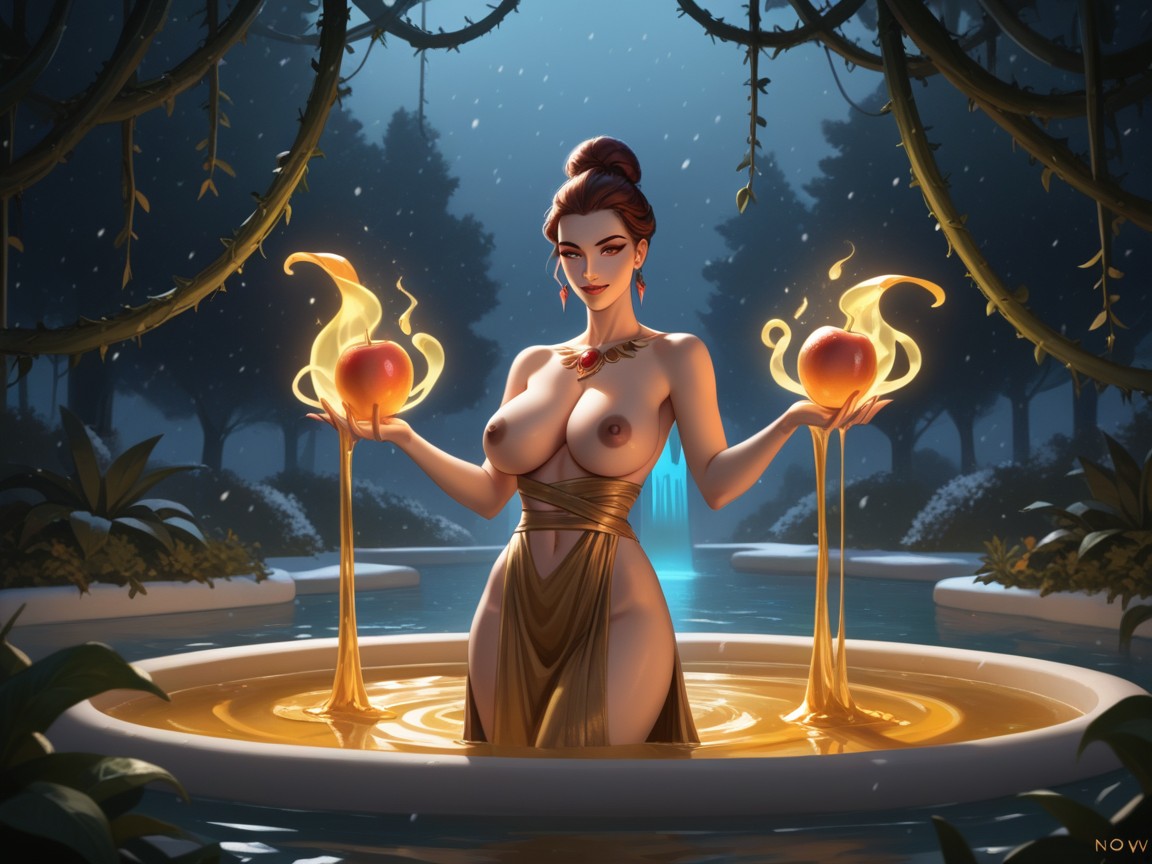 Lots Of Vegetation In The Background, Long Legs, Wearing Orange Goddess Robes Hentai AI Porn
