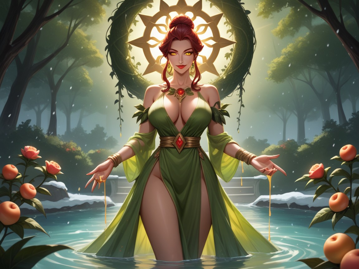 Standing In Water, Slicked, Sloping Breasts Hentai AI Porn
