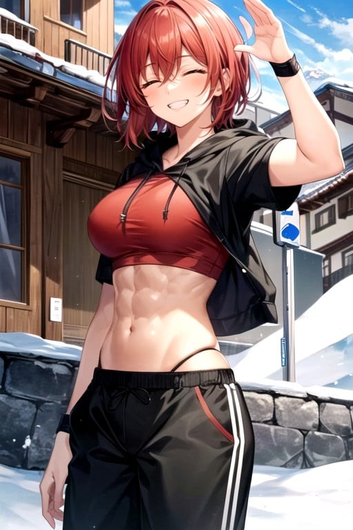 Red Hair, Pelo Rojo, SonriendoPorno AI Hentai