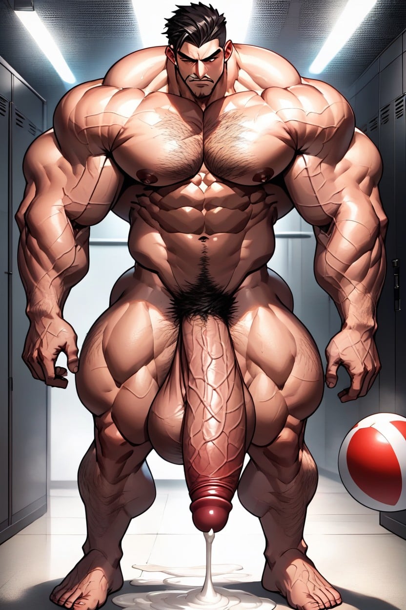 Cock Bigger Than Leg, Hyper Muscular Model, Big Strong Nose AI Gay Porn