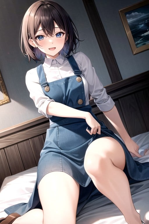 Women Is Happy And Orgasm, Laying On Bed, 小さな胸AIポルノ