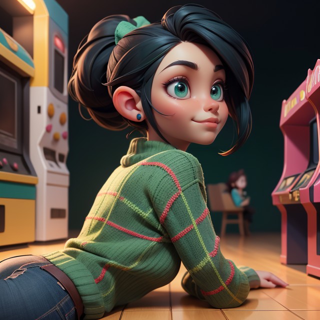 Vanellope Von Schweetz From Wreck-it Ralph, Arcade Room, 3d (cartoon) Shemale AI Porn
