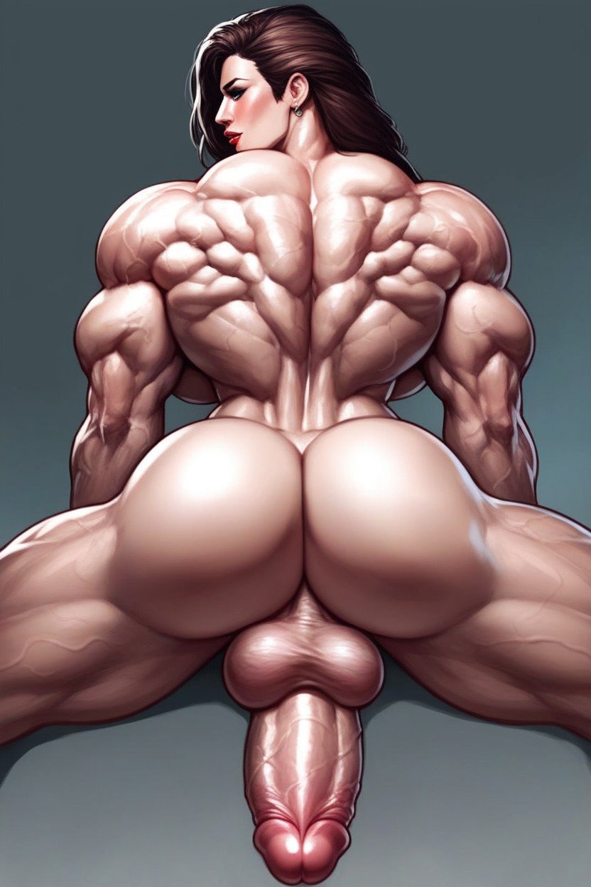 Masturbating, 後方からの視点, Muscular FutanariニューハーフAIポルノ