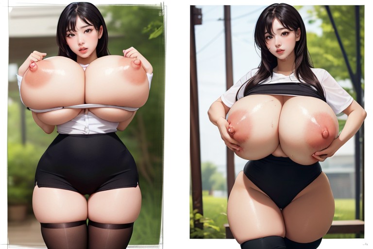 Gigantic Breast Expansion, Turn Red Face, Large NipplesAIポルノ