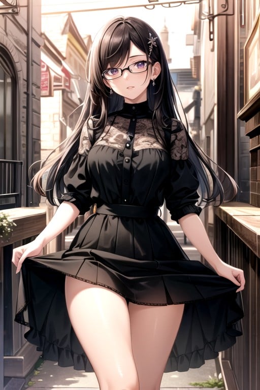 Nerdy Young Woman With Glasses Upskirt PantyshotAI黃片