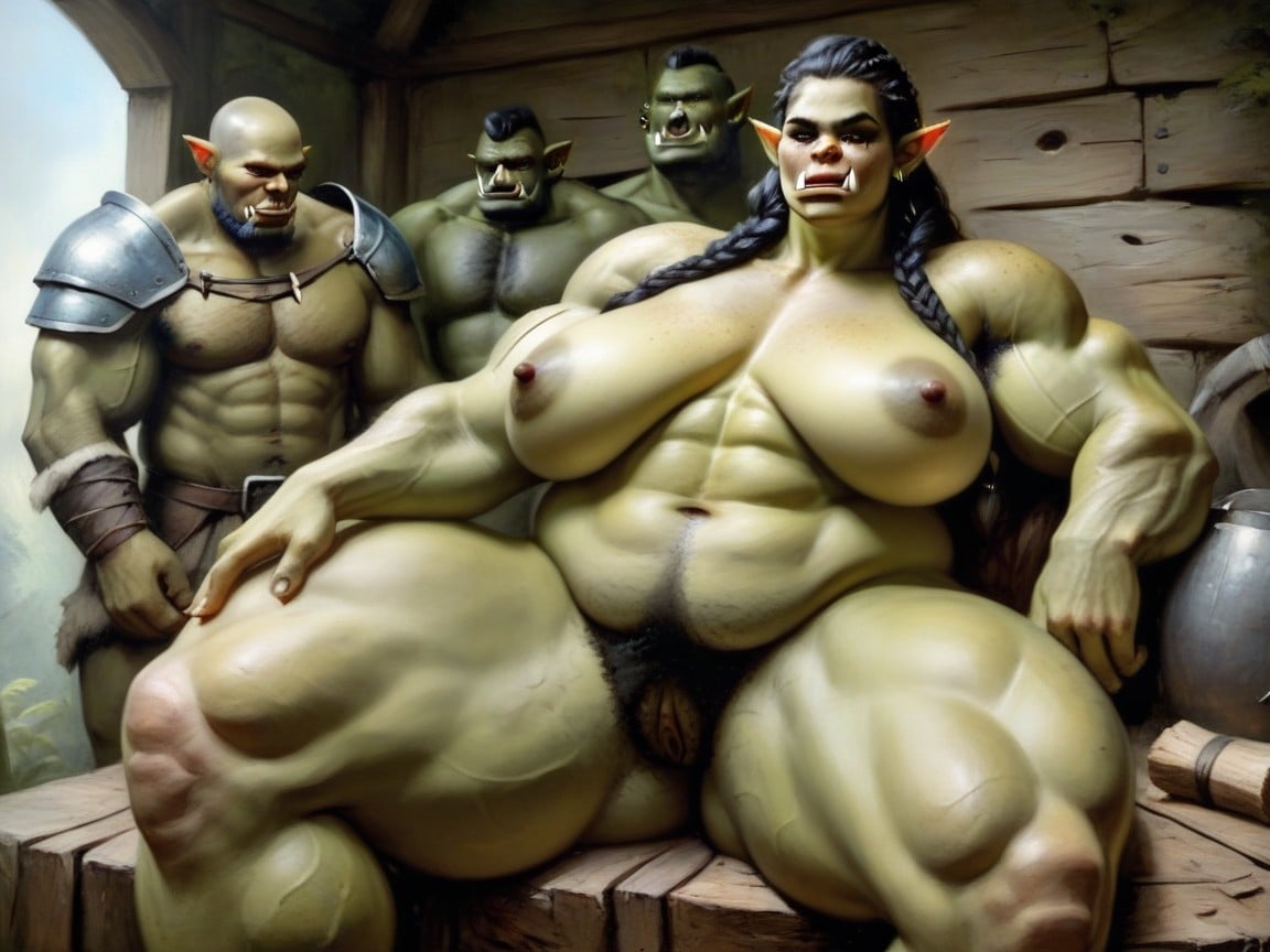 1 Persona, Naked, Cellulite Orc SittingPorno AI