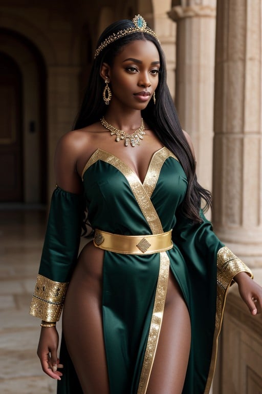 Elf Princess, Small Breast, Dark Skinned Ebony AI Porn