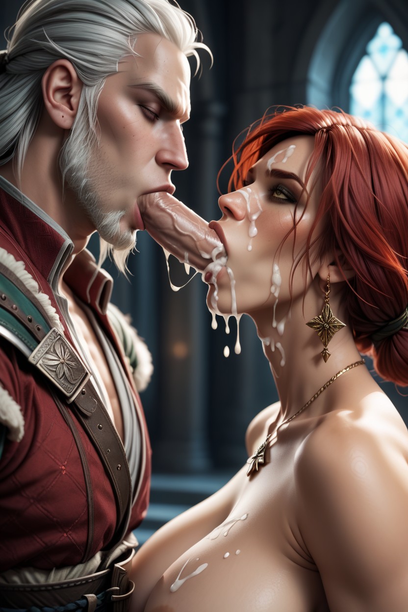 Triss Merigold, Castle Bedroom, Long Earrings Азиатское AI порно
